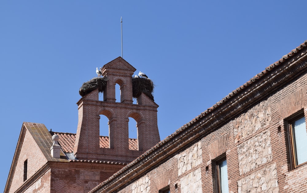 Un alto edificio de ladrillo con una torre del reloj