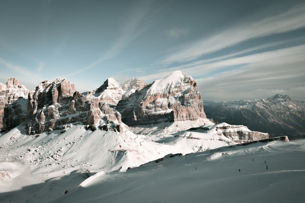 a snow covered mountain with a sky background