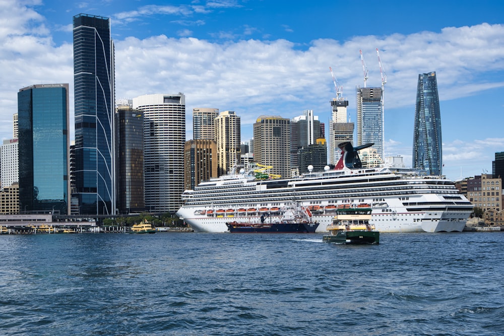 a large cruise ship in a large body of water