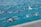 Several swimmers are actively participating in a race, each occupying a separate lane in a large outdoor swimming pool. The water is clear and blue, creating ripples as the swimmers move forward with vigorous strokes.