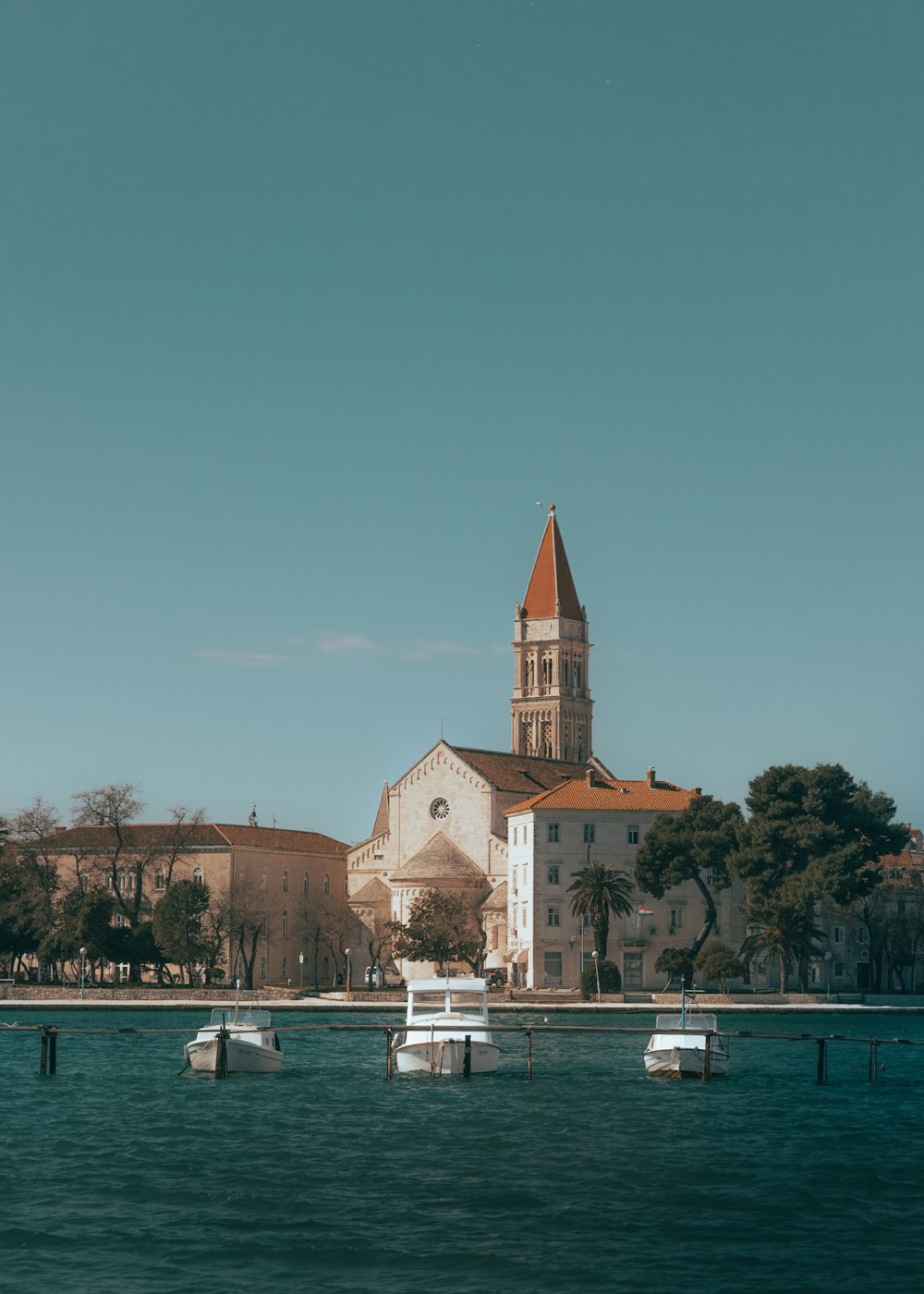 a church on a small island in the middle of the ocean