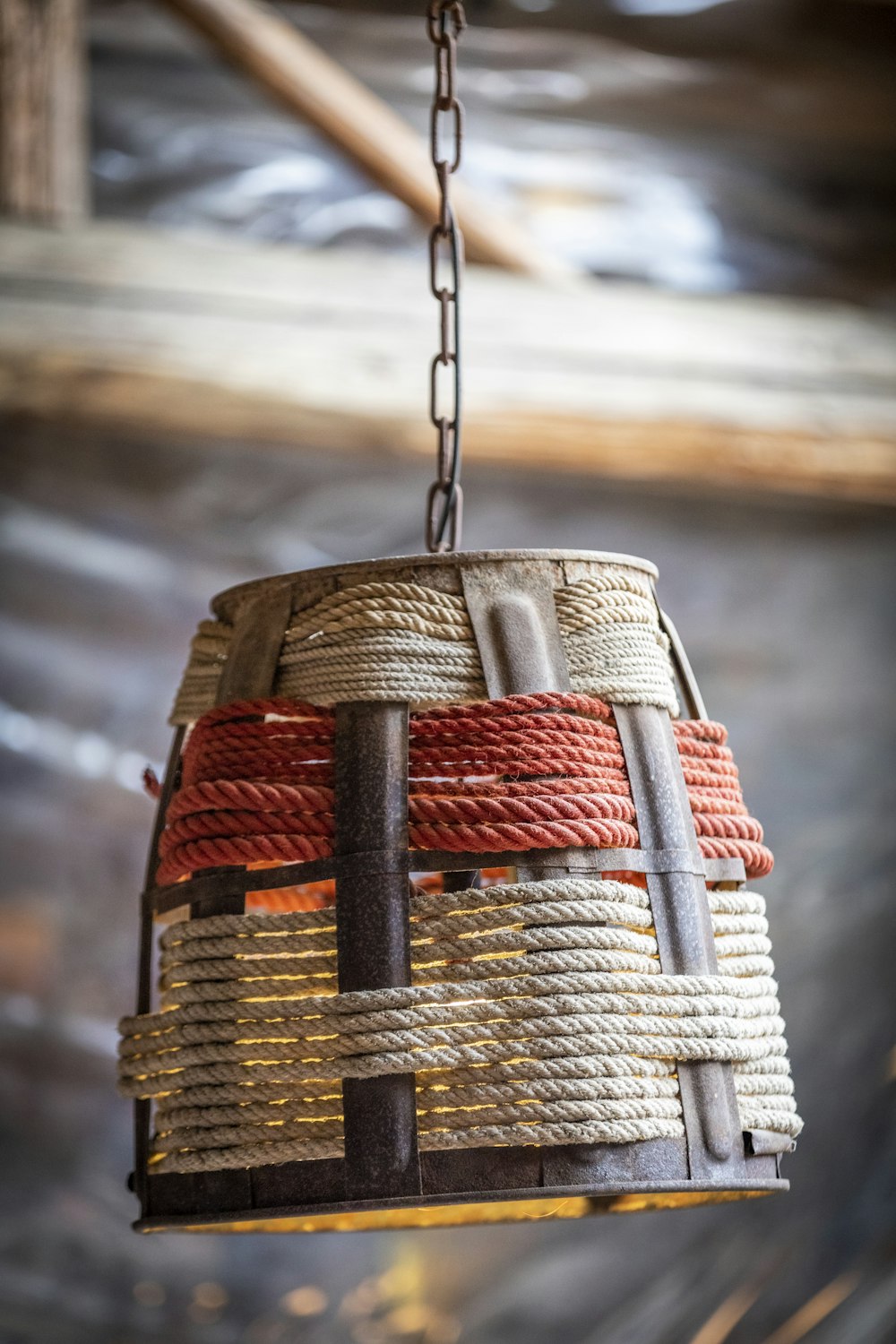 a light fixture hanging from a ceiling