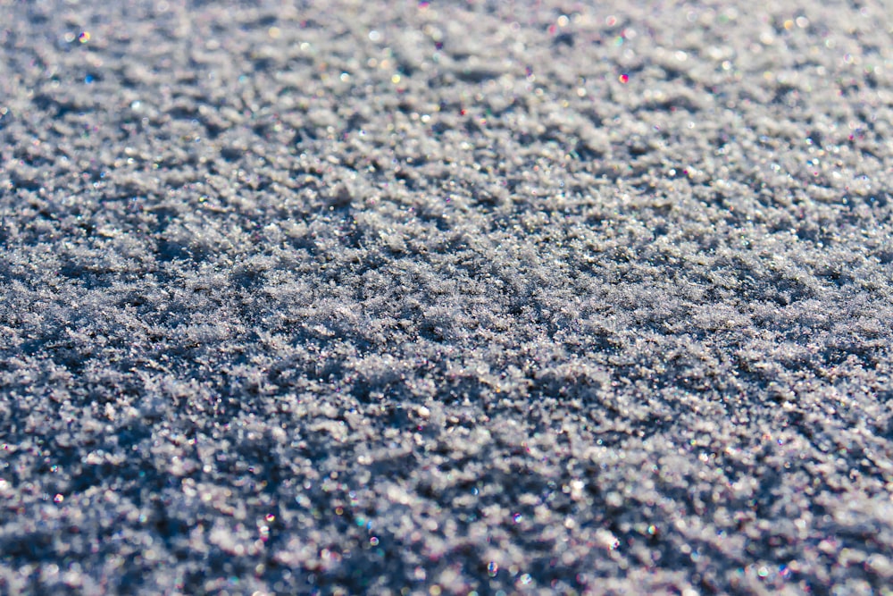 a close up of a snow covered ground