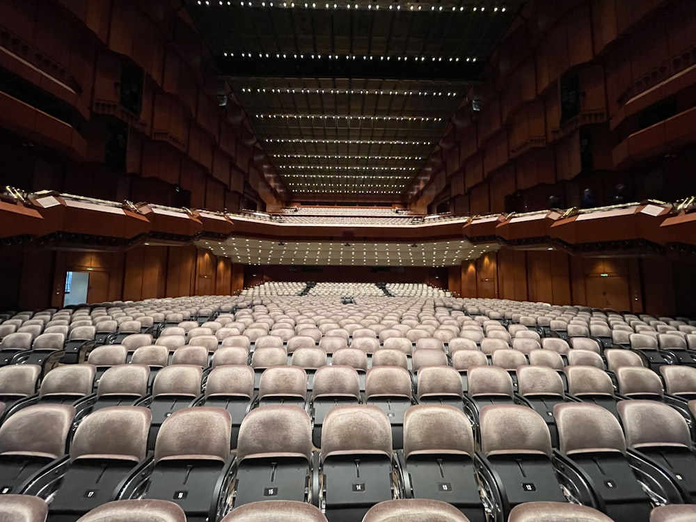 a large auditorium with rows of empty seats