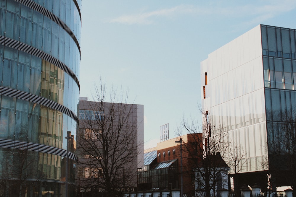 a group of tall buildings sitting next to each other