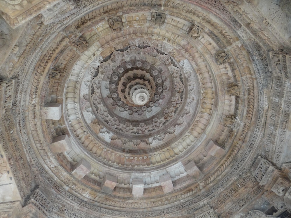 a circular view of a building with a circular ceiling