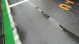 A freshly marked road with clear lane indicators.
