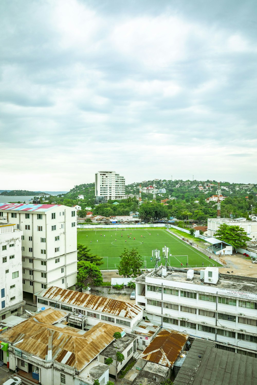 a view of a city from a tall building