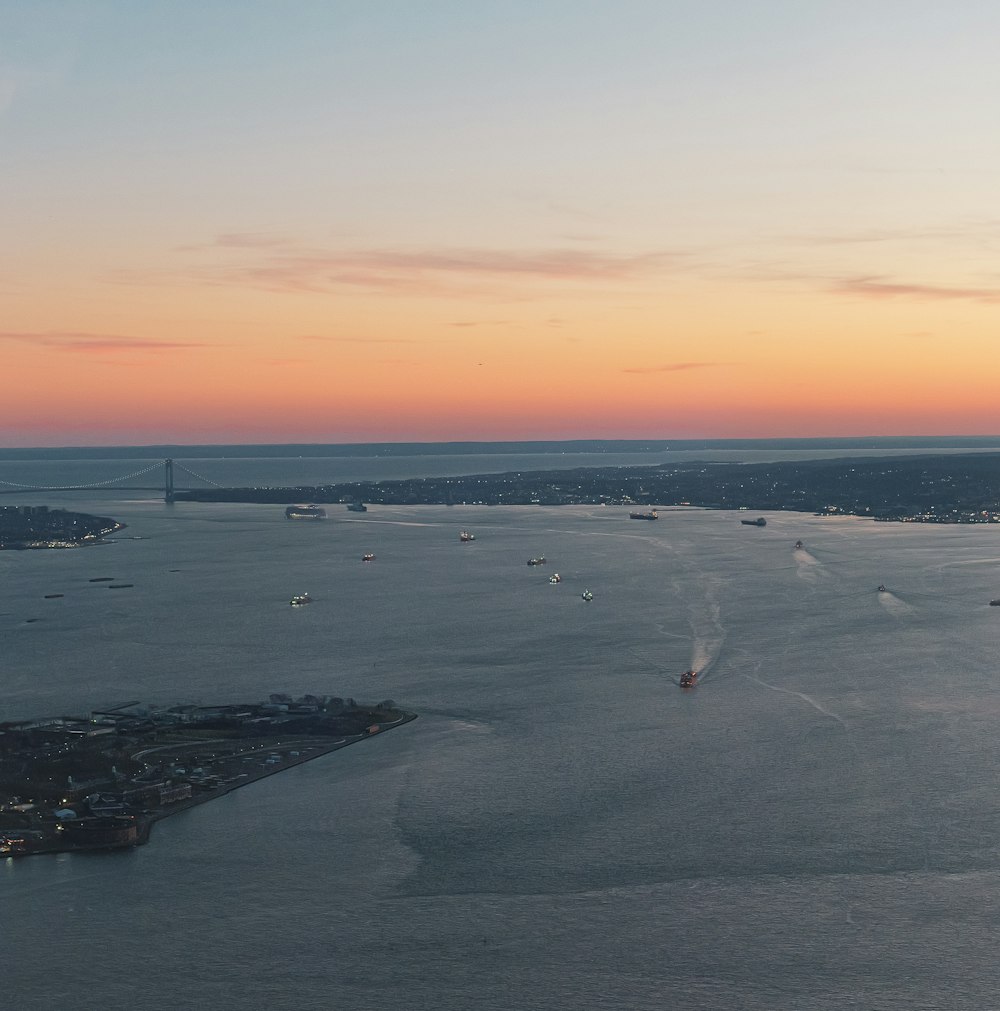 a large body of water with boats in it