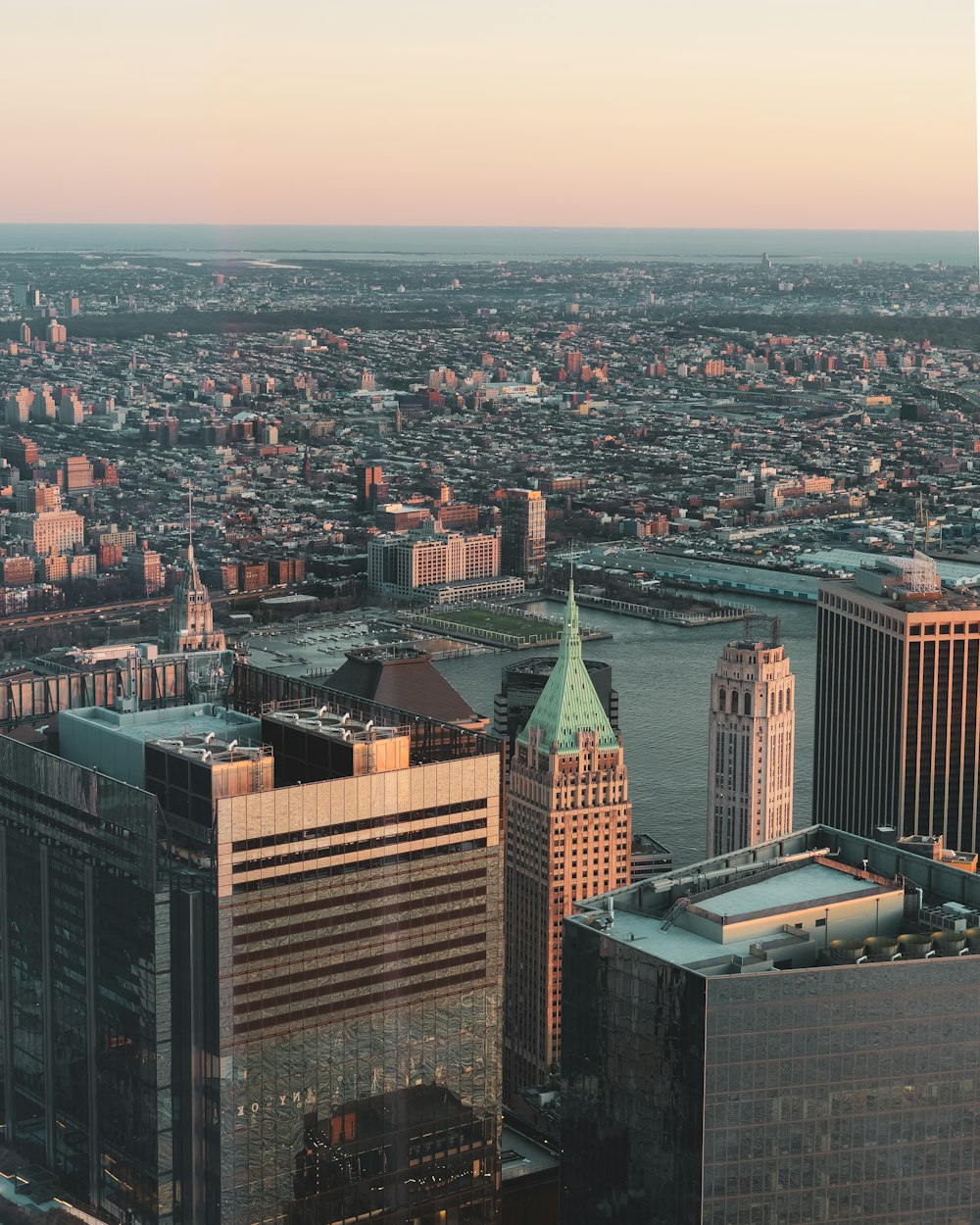 a view of a city from the top of a building