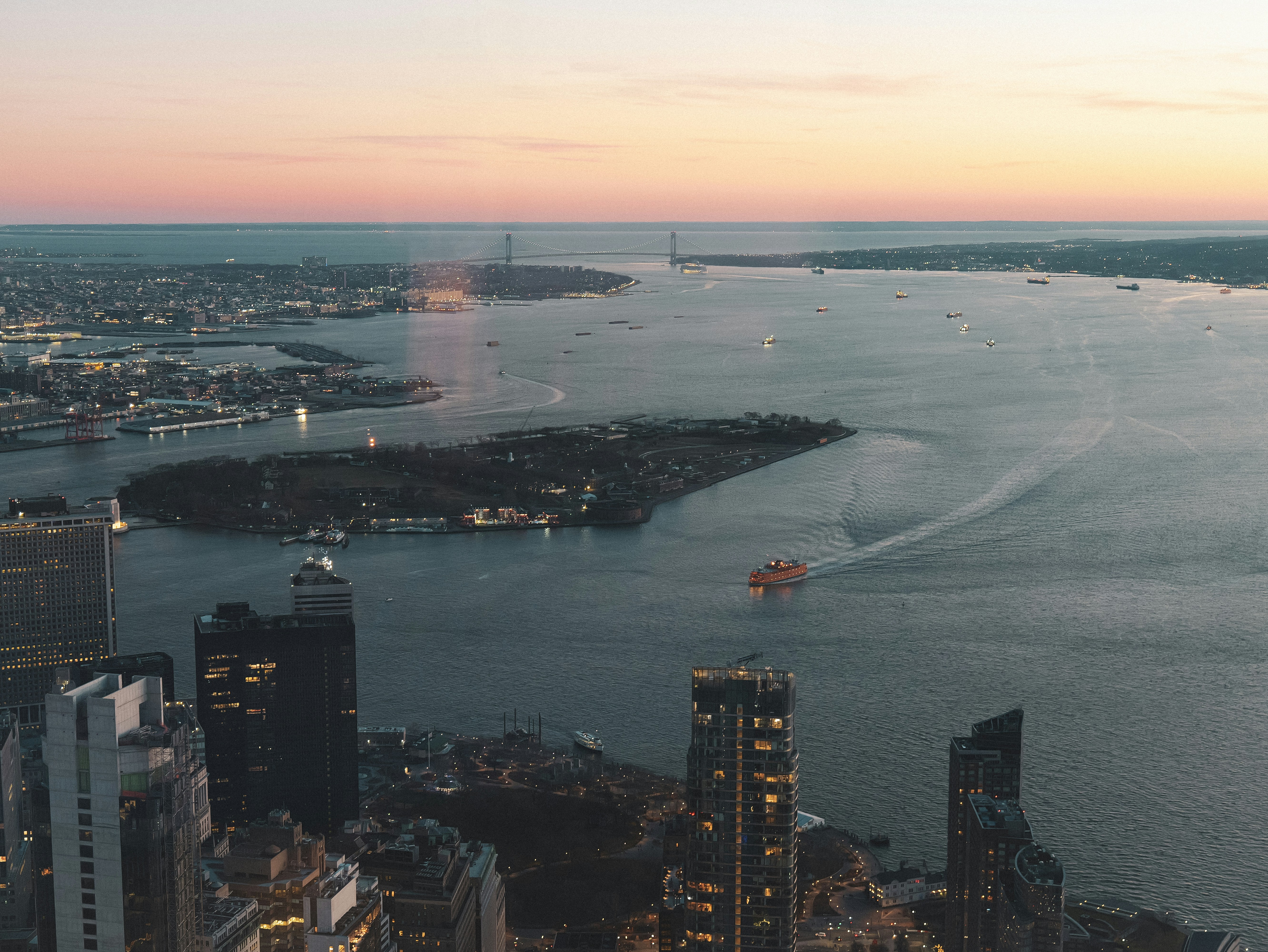 Hudson River sunset from One World Observatory