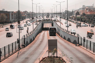 a city street filled with lots of traffic