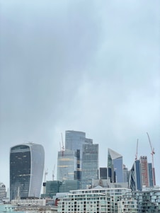 A skyline view of modern buildings in Riyadh, showcasing new construction and the KAF financial district.