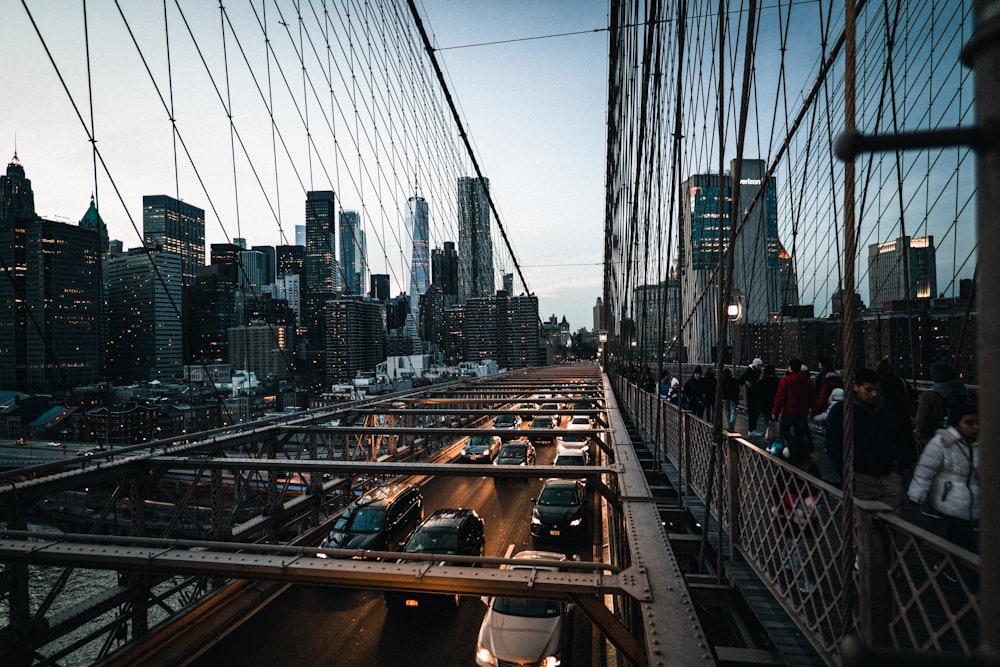 a view of a city from the top of a bridge