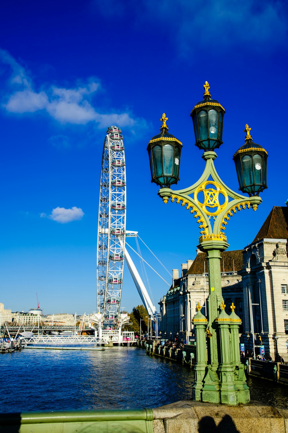 a large ferris wheel sitting next to a body of water