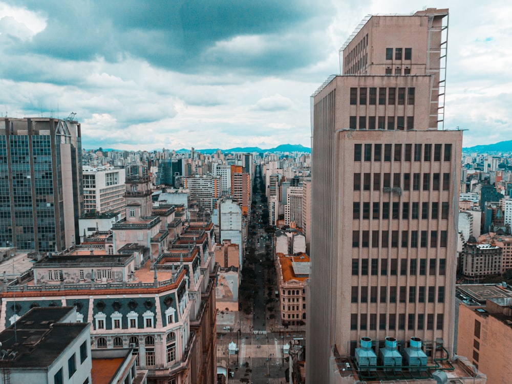 a view of a city from a tall building