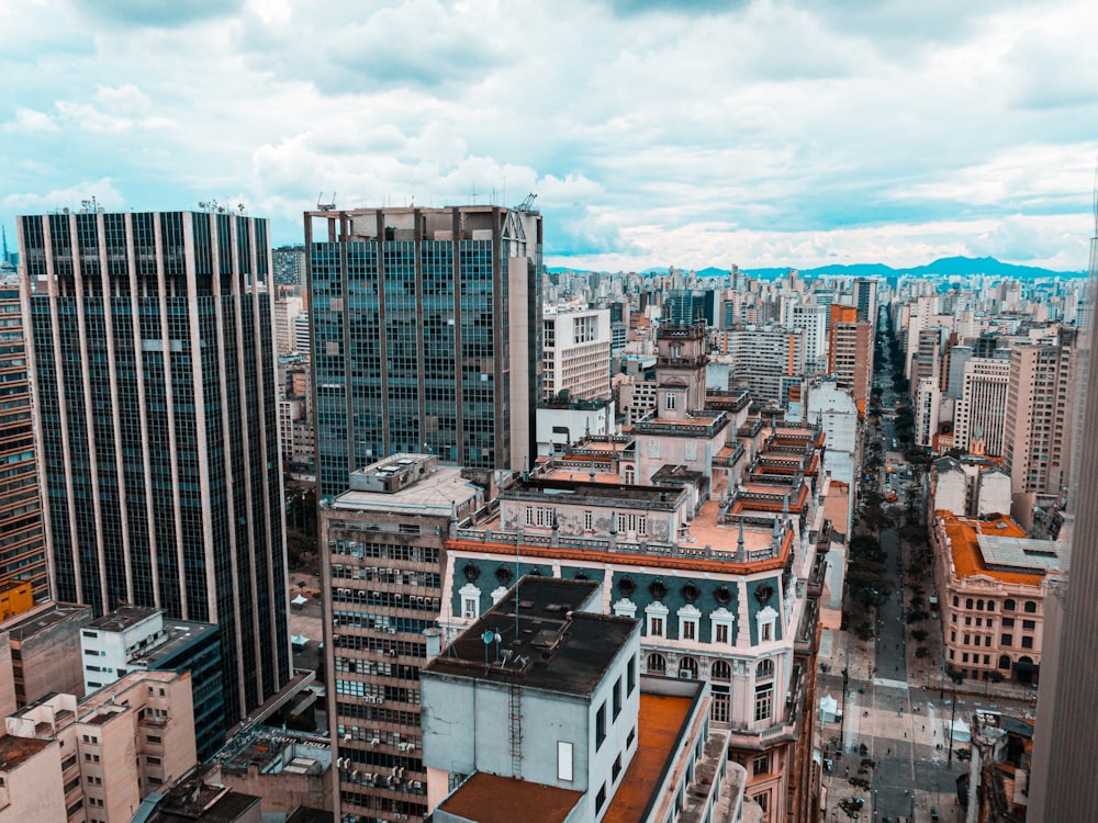 a view of a city from a tall building