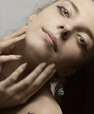 Elegant close-up of a client’s eyes featuring precise, shimmering eyeliner permanent makeup.