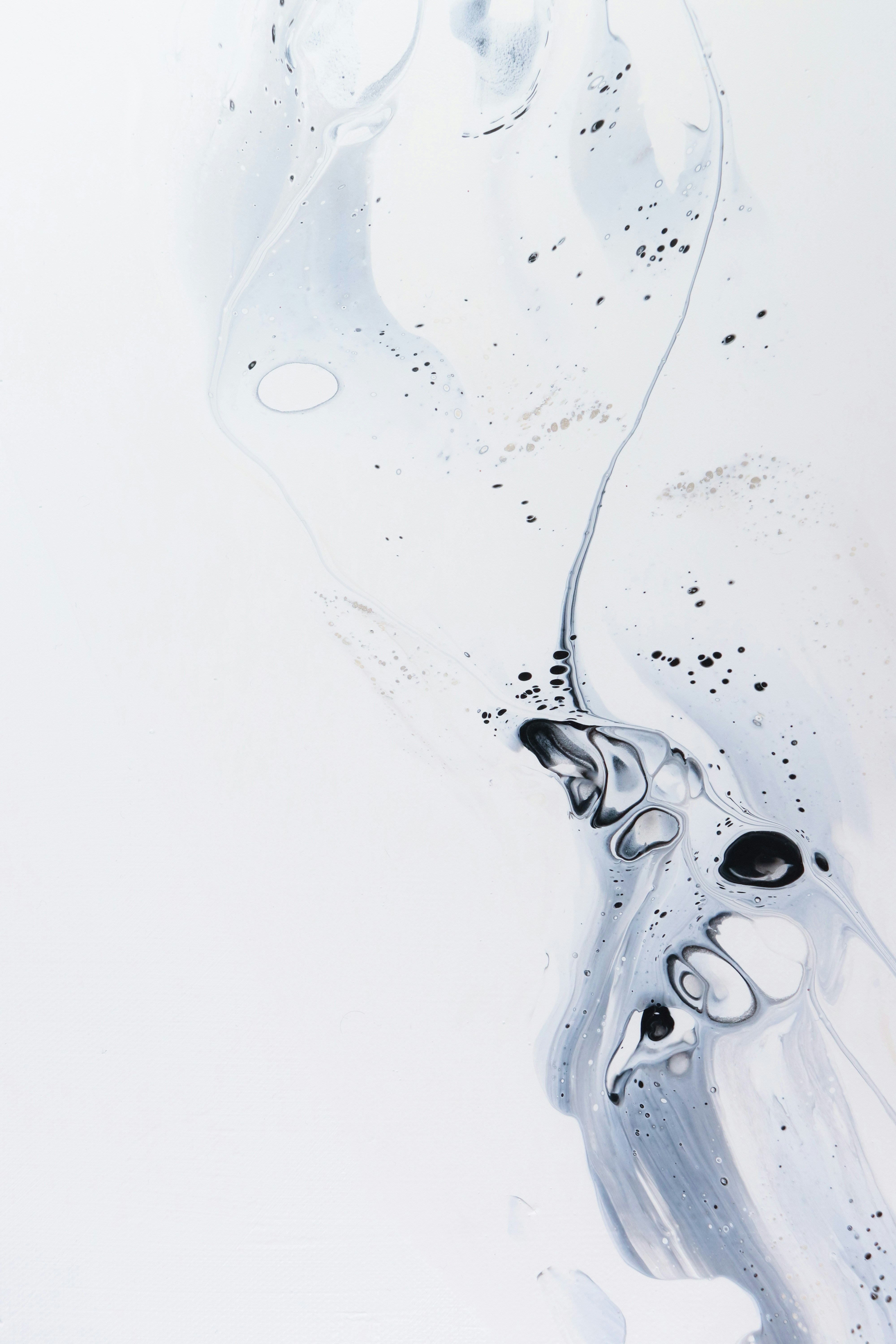 A white and black abstract painting with bubbles photo – Free Cell