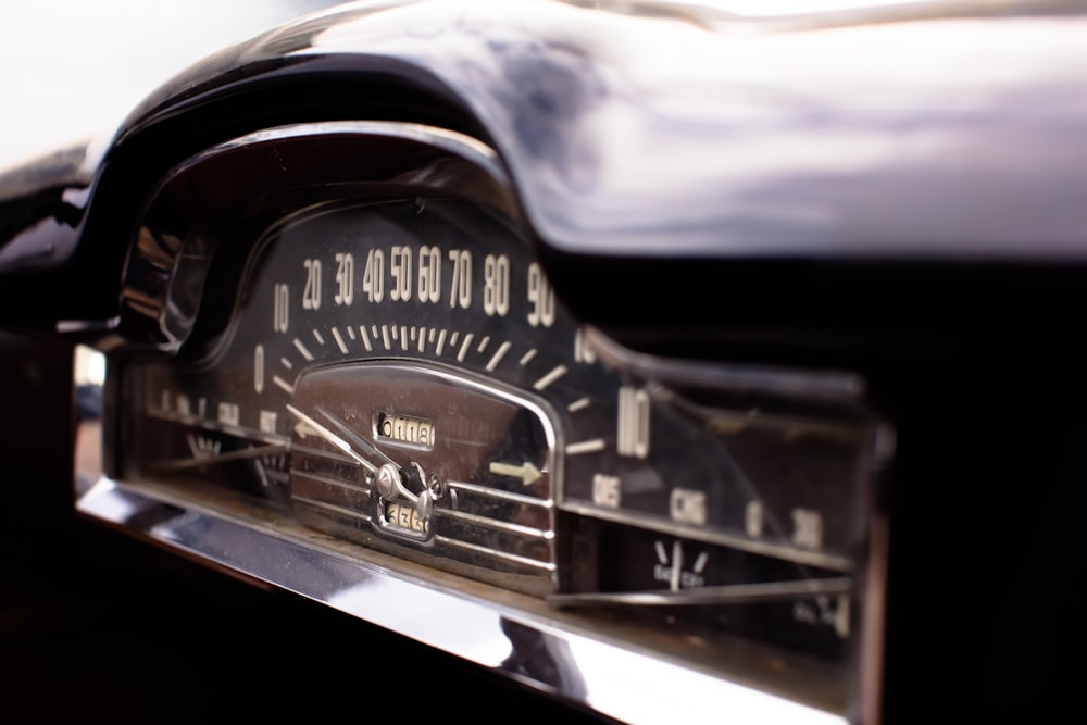 a close up of a speedometer on a car