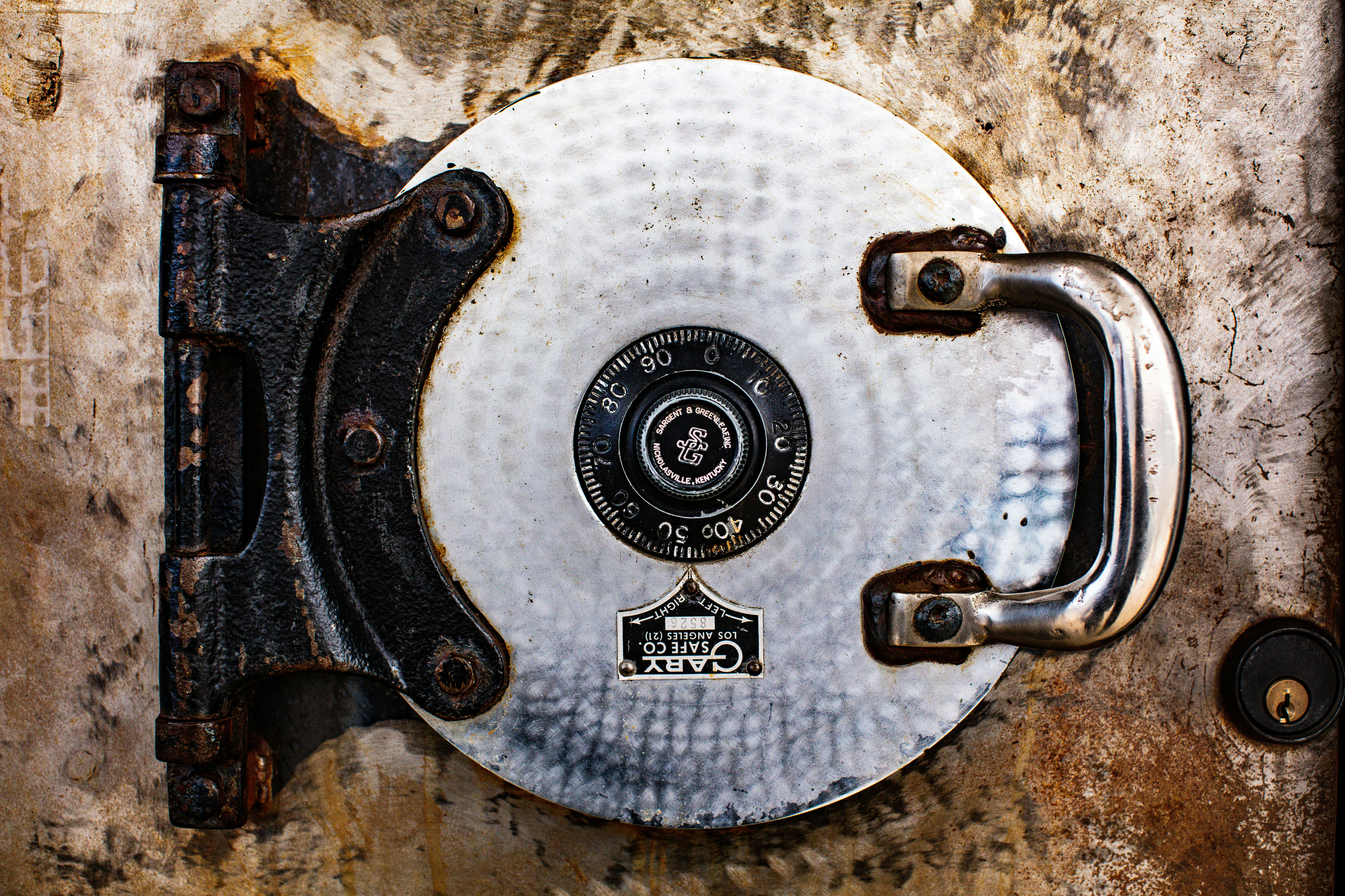 a close up of a metal object on a wall