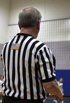 Training session with the referee coaching aspiring officials in the gym.
