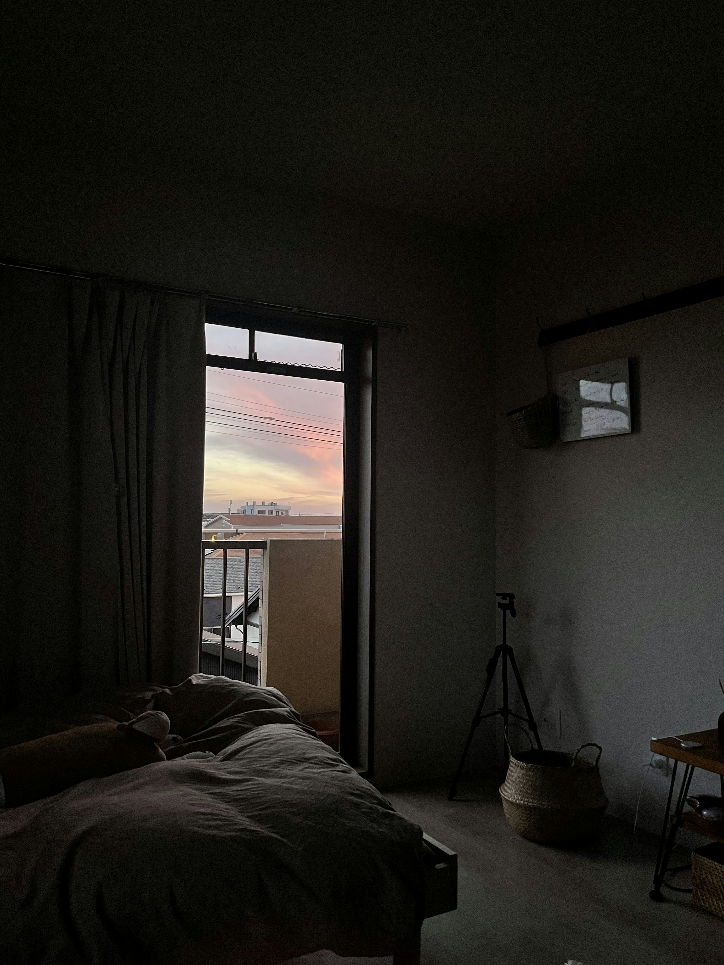 a bedroom with a view of the ocean