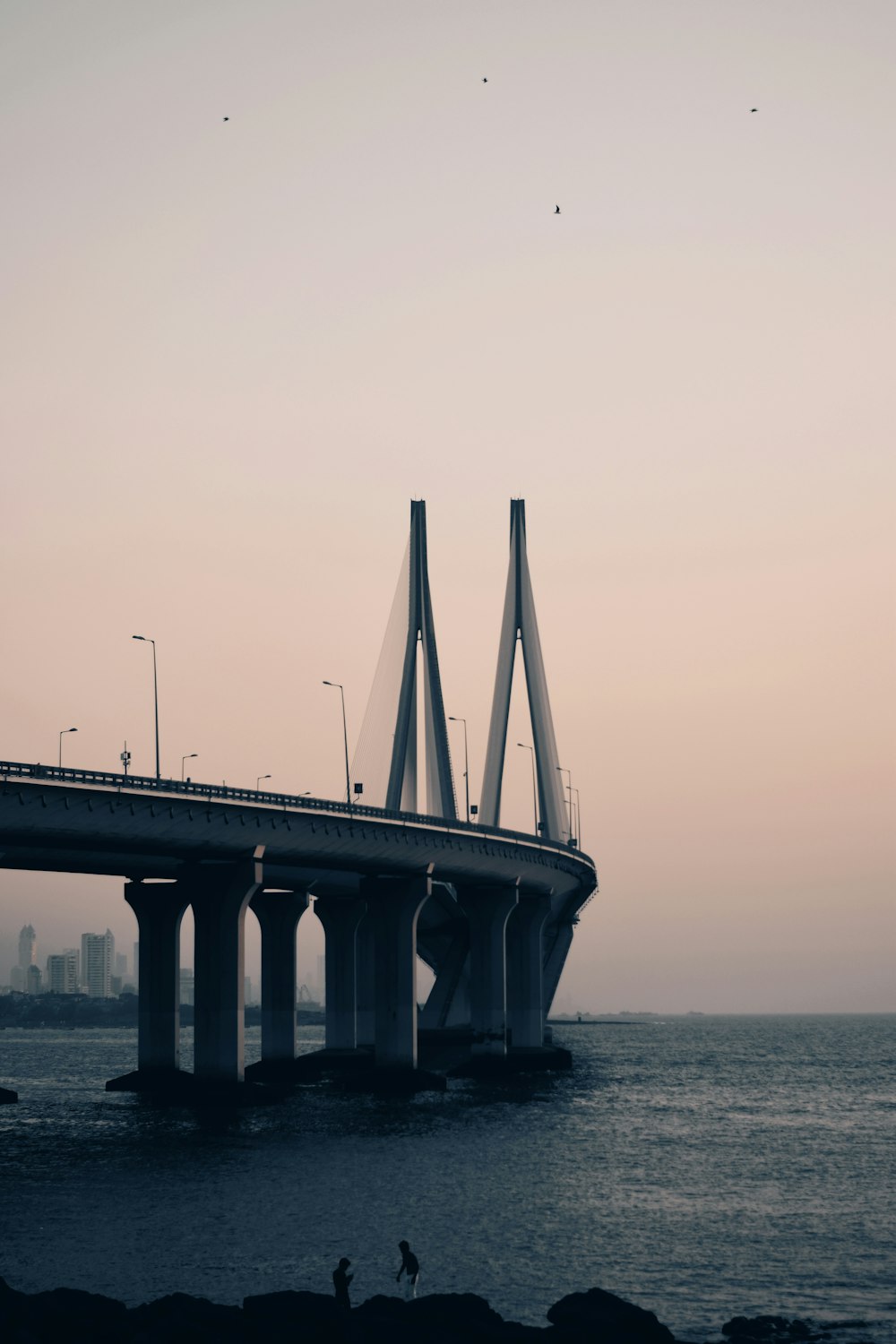 a large bridge spanning over a body of water