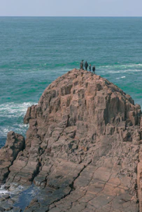 Small group of friends enjoying a scenic ocean view during a guided tour.