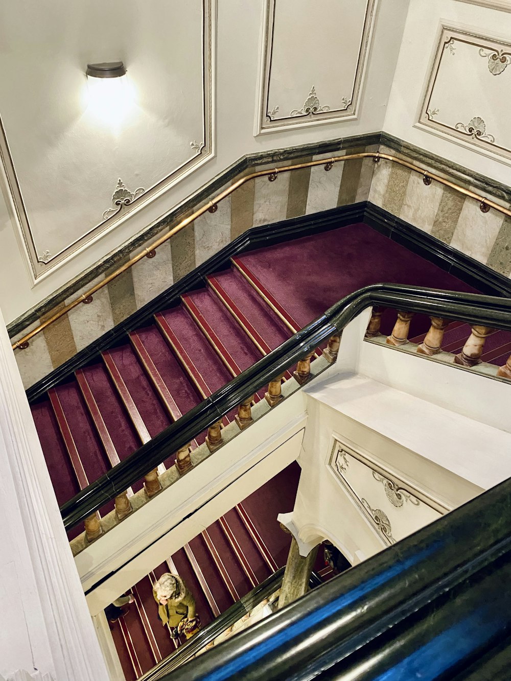 a view of a stairwell from the top of a building