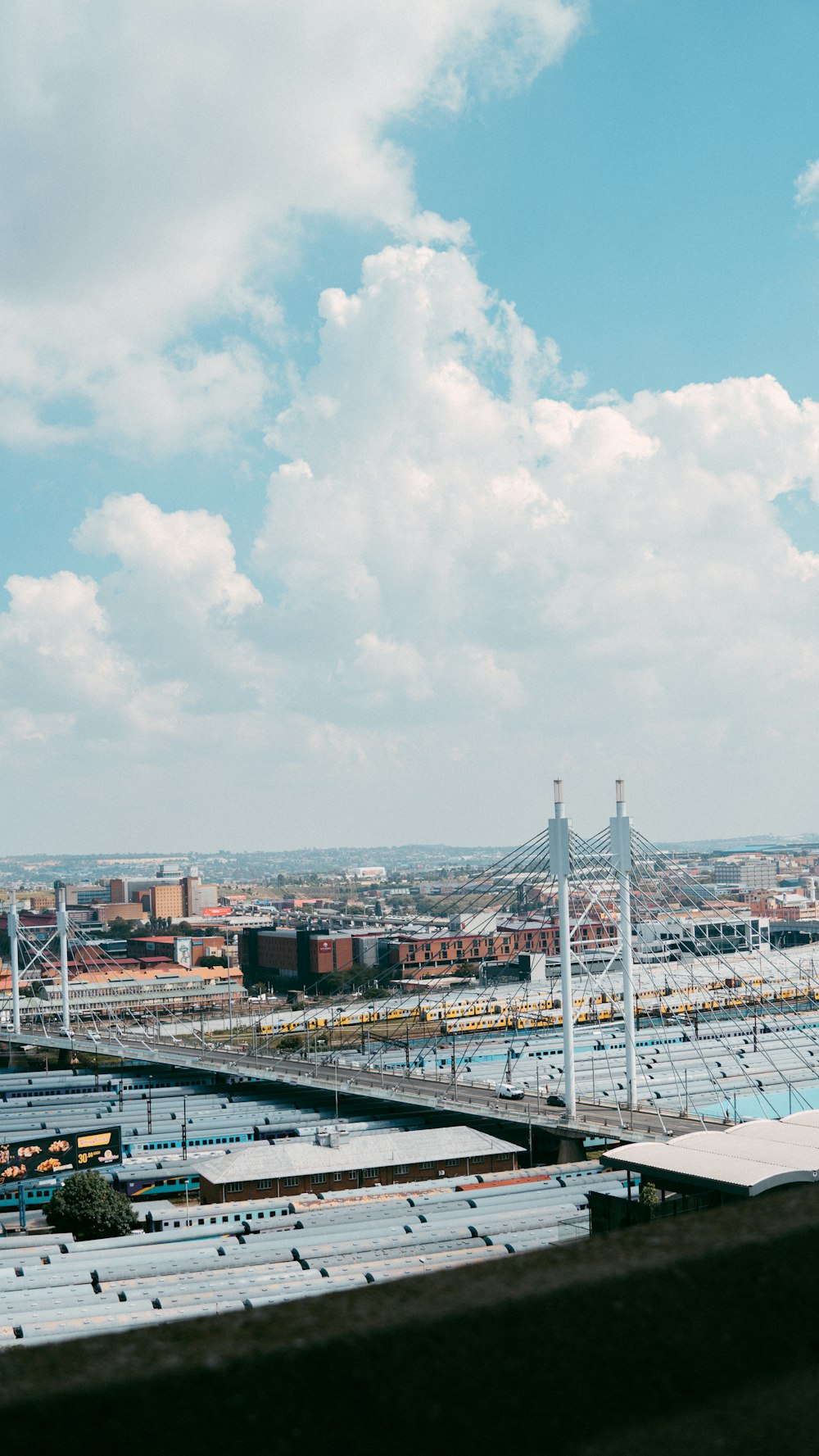 a view of a city from a bridge