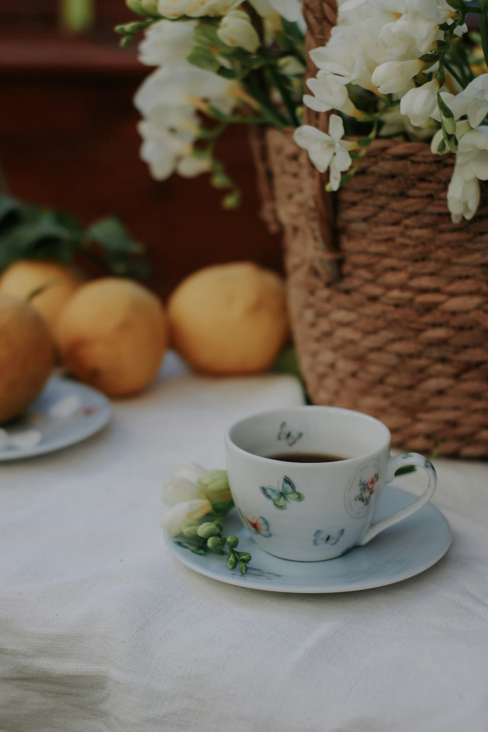 a cup of coffee sitting on top of a saucer