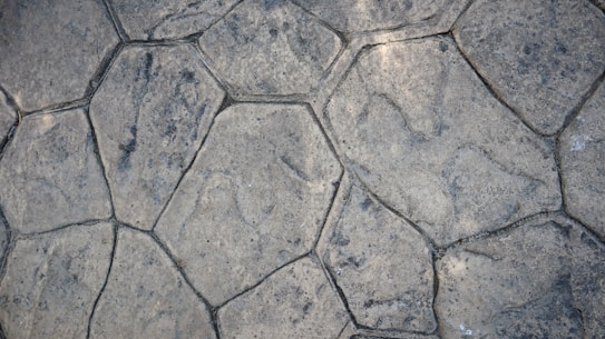 A textured surface composed of irregularly shaped stone tiles, each tile defined by distinct edges and a slightly weathered appearance. The stones vary in size and pattern, showing subtle variations in color and surface detail.
