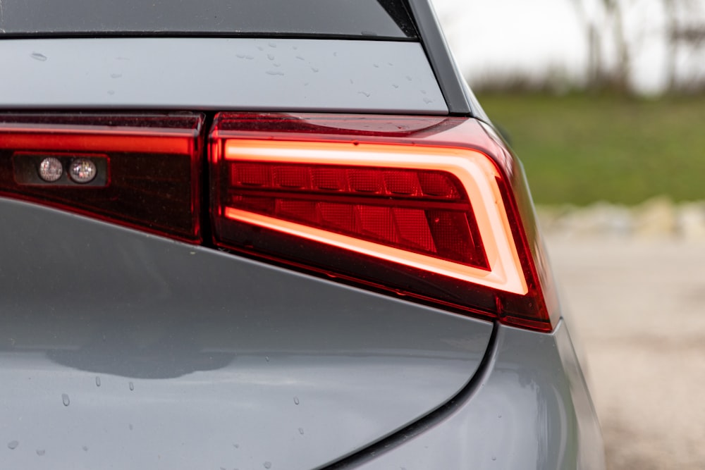 a close up of a car tail light