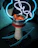 A close-up of a sleek black hookah with glowing coals, set against a softly lit modern lounge background.