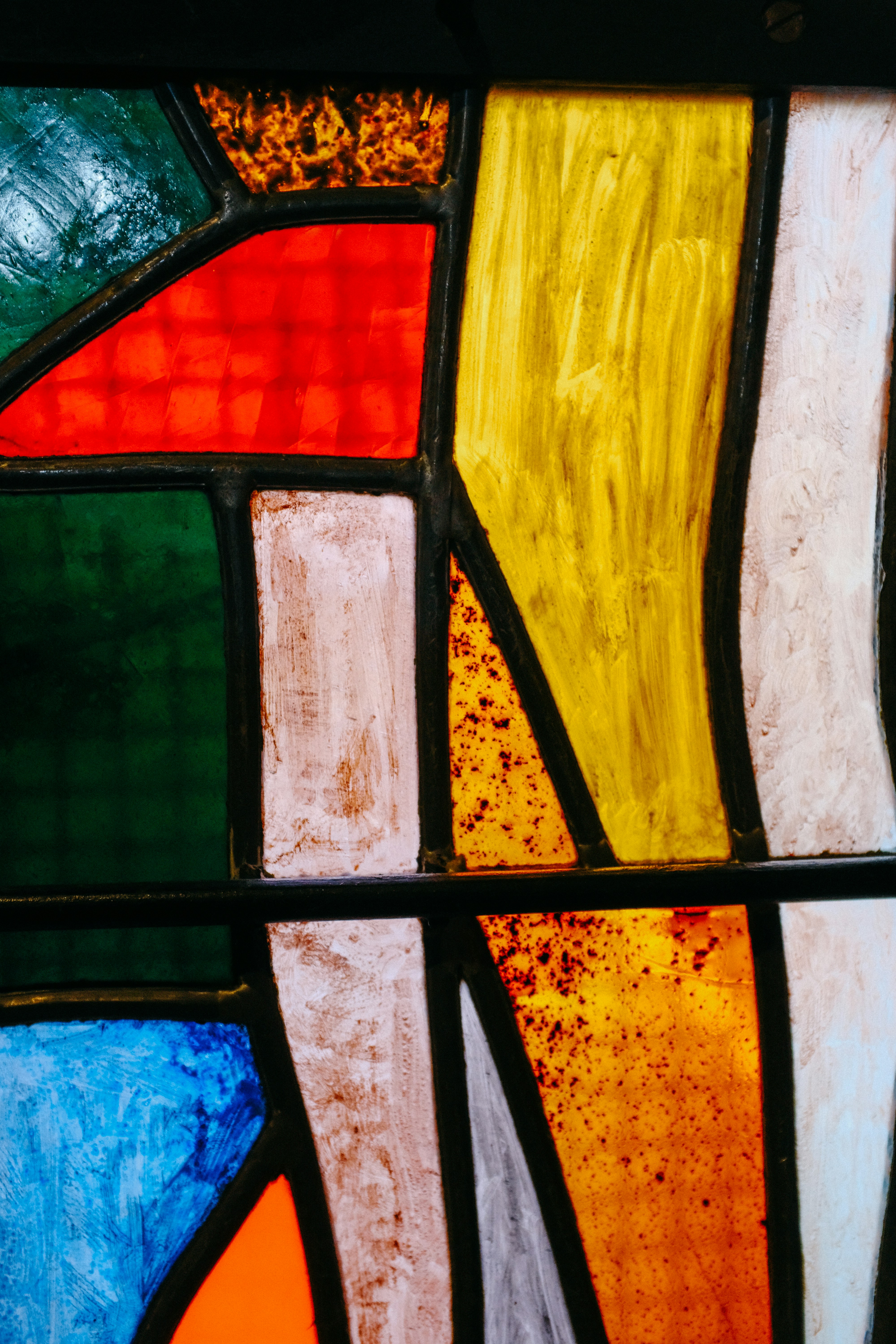 a close up of a stained glass window