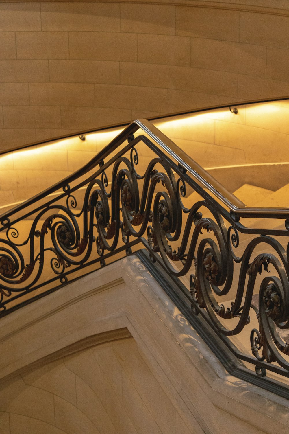 a close up of a metal handrail on a building