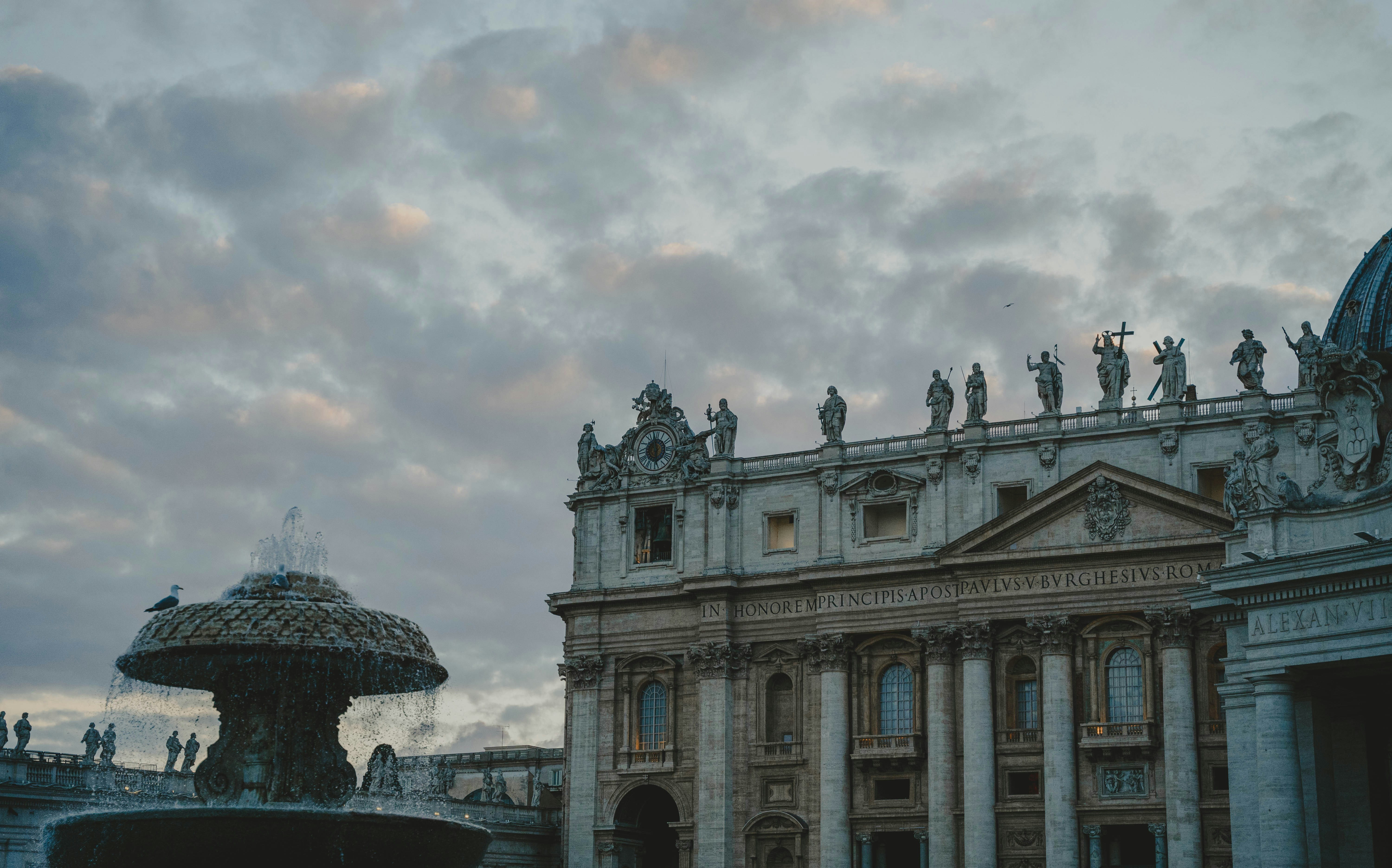 Vatican City building with fountain