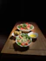 a couple of plates of food on a table