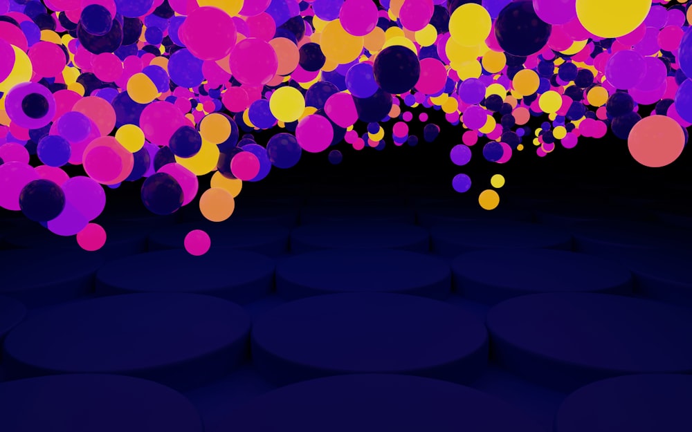 a purple and pink background with lots of circles