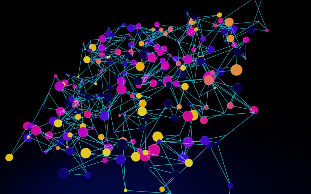 Réseau abstrait de nœuds interconnectés représentant les liens entre une page mère et ses pages filles