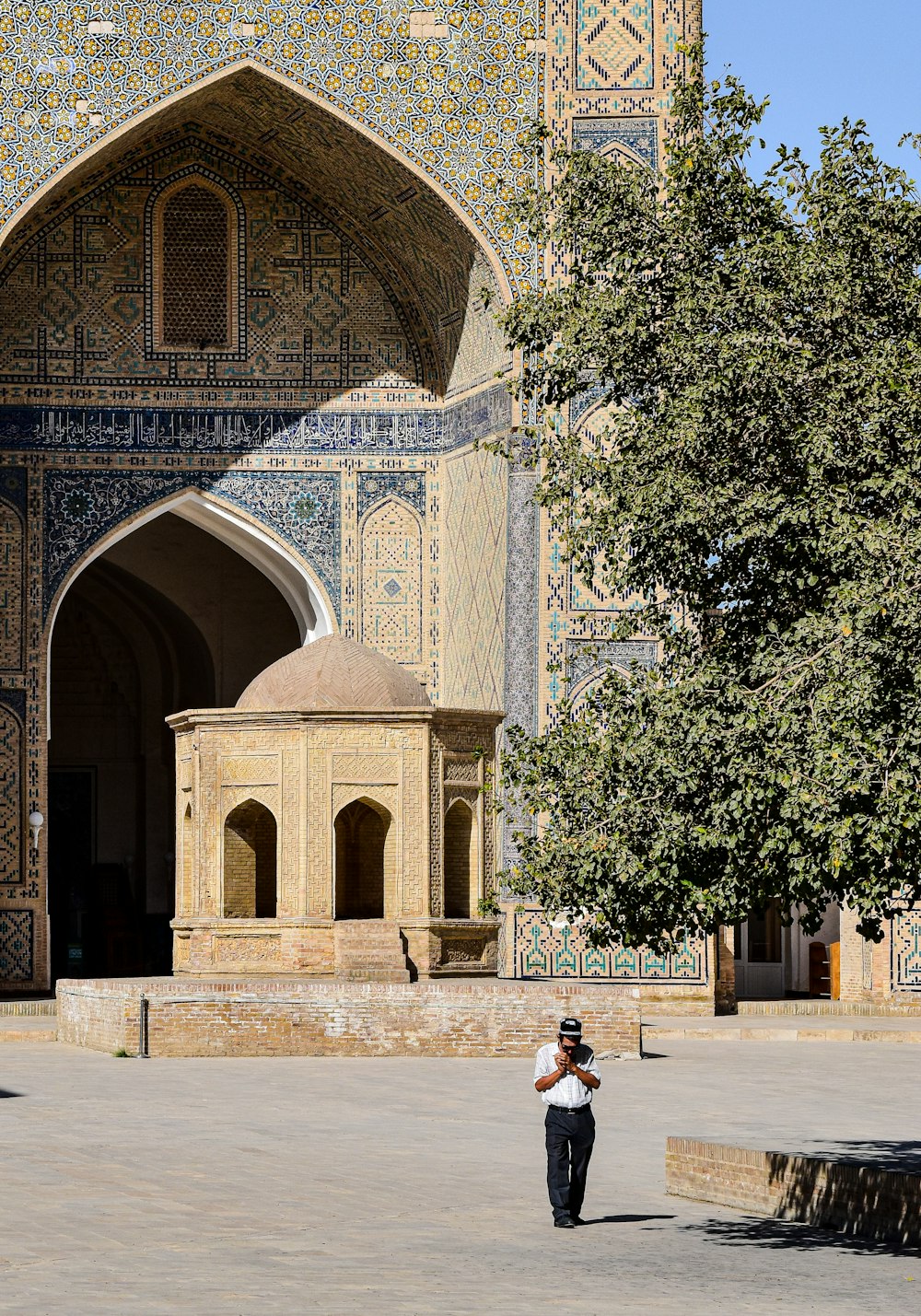 a person standing in front of a building