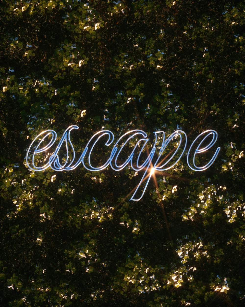 a picture of a light painting of the word escape