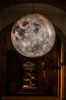 Handcrafted 3D plaster full moon wall art illuminated softly