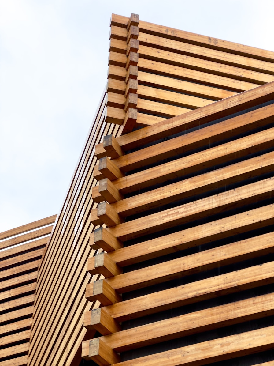 Architectural exterior wood panels enhance building aesthetics