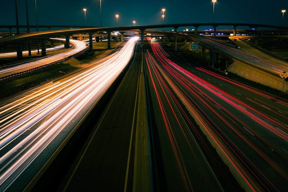 a highway with a bunch of lights on it