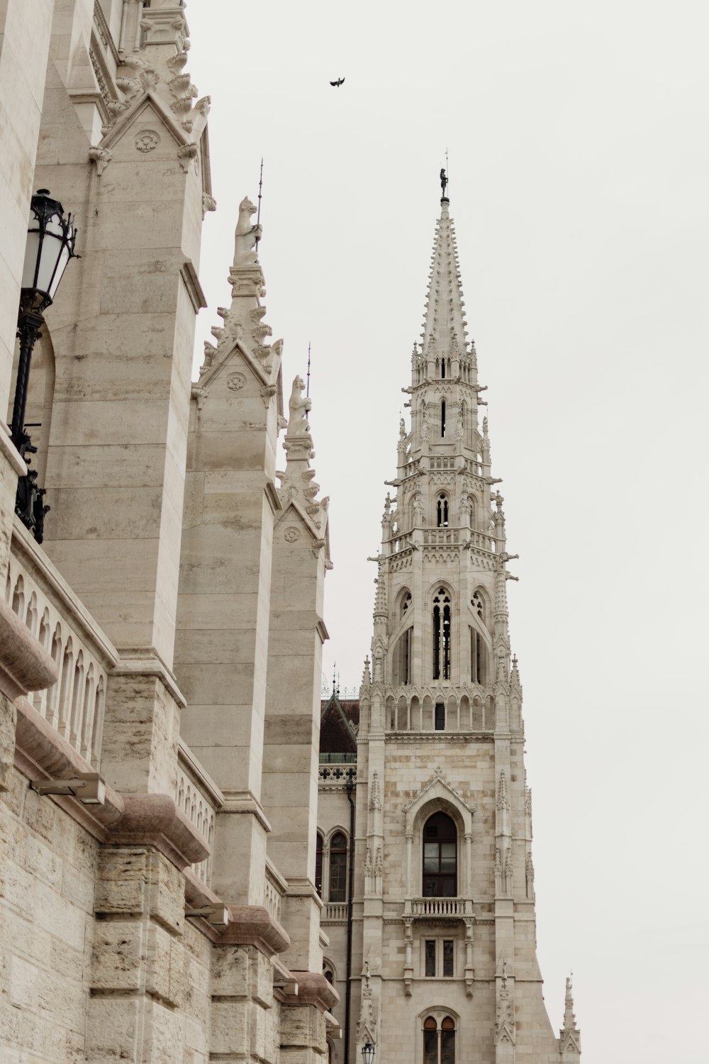 a very tall building with a clock on it's side