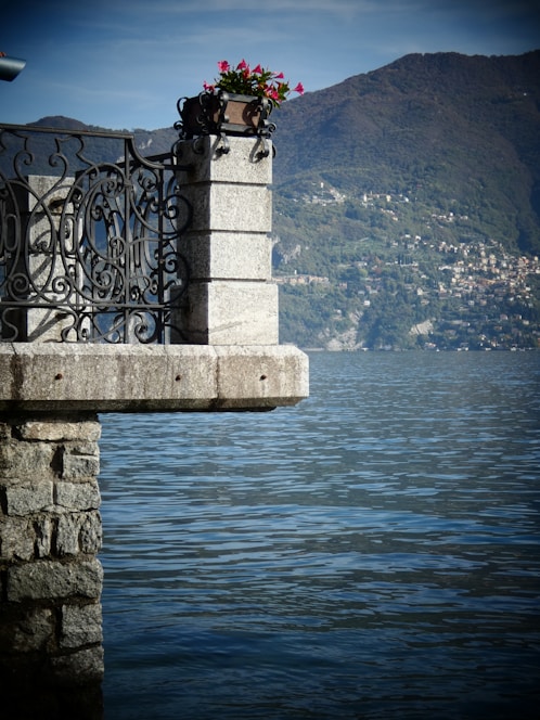 A sparkling clean stone terrace after high-pressure washing on a sunny day