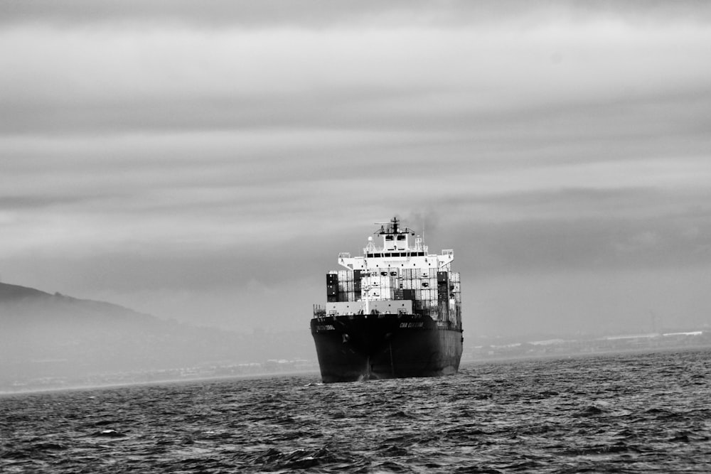 a large ship in the middle of the ocean