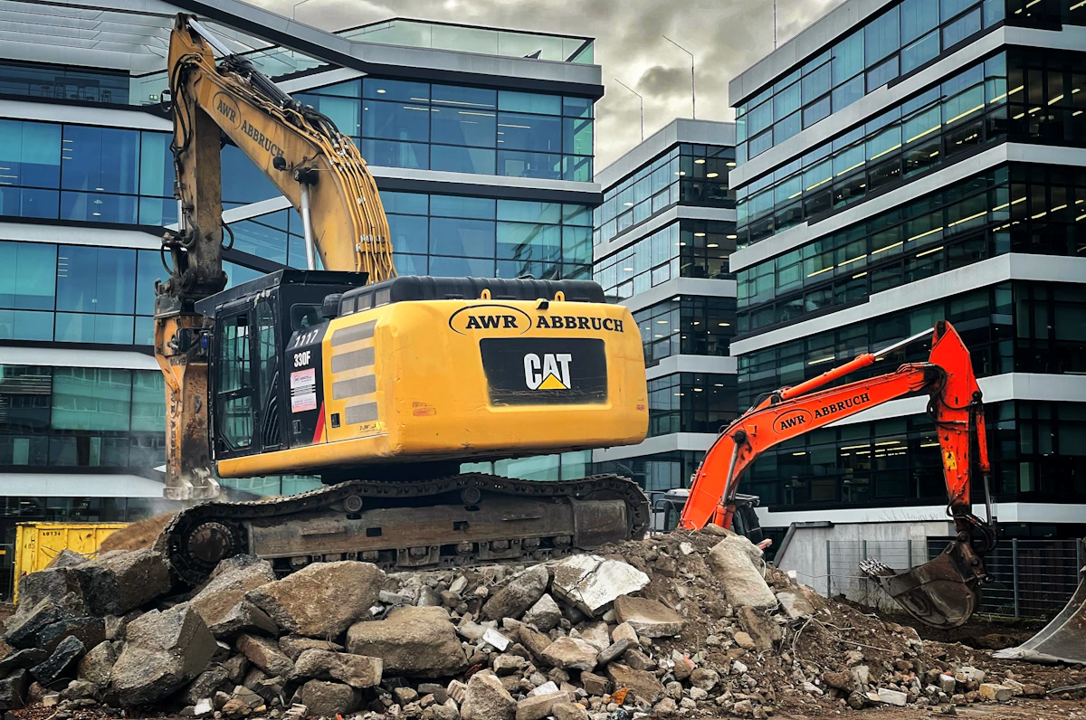 Commercial building demolition construction site